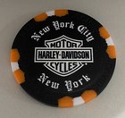 New York  New York Harley Davidson Poker Chip - Buildings   Black Orange White 
