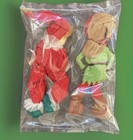 Vtg Lot 2 Mid Century Christmas Pixie Elf Dolls Stockinette Nylon Face Japan Mcm