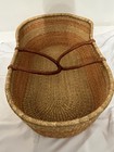 Handwoven African Moses Basket W  Leather Handles     Boho Bassinet Decor