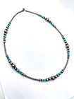 Graduated Sterling Bead Necklace Turquoise Nuggets 20  Native American New