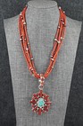 Coral  Turquoise   Sterling Silver Necklace