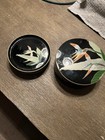 Vintage Otagiri Black Lacquerware Coasters    of Birds Of Paradise    Set Of 6