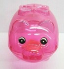 Piggy Bank Money Coin Save Clear Plastic Decorative Green Blue Pink Purple New 