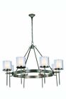 Large Vintage Nickel Chandelier Glass Shades Foyer Dining Room Lighting 45 Inch