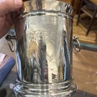 Vtg  Intl  Silver Regency Etched Champagne Chiller Wine Bucket Shield 7  D
