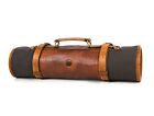 Aaron Leather Goods Genuine Leather Canvas Knife Roll Grey    29 5  X 19 7   