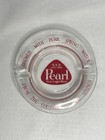 Vintage Nos Pearl Beer Ashtray Clear Glass Red Print