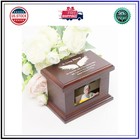 5 5 Inch Small Wooden Memorial Urn With Photo Frame For Human Or Pet Ashes