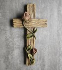 Bc Home Decor 8 25  H Rose Cross For Wall  Wood Carve Looking Rustic Spring D   