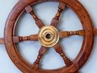Nautical Deluxe Class Wood And Brass Decorative Ship Wheel 24  - Nautical Home