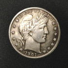 1901-o Barber Half Dollar Silver Vf xf Coin Free Shipping