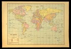 Antique World Map Wall Art Decor Old Original Political Colonial Possessions