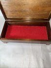 Vtg Wooden Keepsake Box W ted Velvet Lining Hinged Lid Raised Feet Jewelry Store