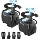Submersible Fountain Pump 2-pack 550gph Ultra Quiet Adjustable 4 Nozzles 7 2ft L