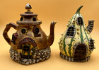 Fiddlehead Fairy Garden Striped Gourd   Teapot Shaped Fairy Home 8  Tall