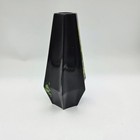 Antique Czech Glass Bud Vase Black With Yellow Splatter 6 5in Art Deco Read