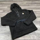 Carhartt Pullover Snap Front Fleece Black Hooded Sweatshirt Hoodie Boy s Size M