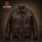 Men s Vintage Distressed Brown Leather Bomber Jacket Flight Quilted Lining