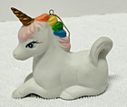 Vintage Small Ceramic Or Porcelain Hanging Unicorn Figurine Rainbow Mane - 2 75 