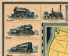 1920 Pictorial Locomotive Map Of The United States Railroad Wall Art Poster Us