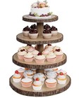 4-tier Rustic Wood Cupcake Stand - Large Cake Display Tower For Parties   Events
