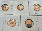 Lot Of 5 Off Center Struck Lincoln Memorial Cent Mint Error Coins Us Red Penny
