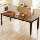 Roesler 78 7 In  Rustic Brown Long Dining Table  4 Legs  Seats 6-8