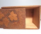 Burnt Wood Pyrography Folk Art Slide Top Box Grapes Leaves Design Vintage