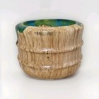 Handcrafted Maple Burl Wood Green Epoxy Resin Hand Crafted Vase Vessel Planter 