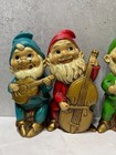 Vtg Ceramic Musical Gnome Elves Figurines Set 4 Japan Mcm Mid Century Garden