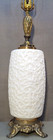 Vtg Mid Century Modern Textured White Glass Table Lamp W  Night Light 1960 s