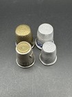 Lot Of 4 Vintage   Antique Sewing Thimbles - Mixed Sterling  Brass  Aluminum