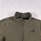 The North Face Mens Small Quarter Zip Fleece Pullover Olive Green Grid Textured