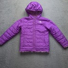 North Face Jacket Girls Medium Purple Reversible Hooded Fuzzy Sherpa Lined Warm