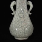 7  China Antique Ge Kiln Cai Mark Beast Head Double Dragon Ear Porcelain Vase
