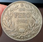 Chile 1905 Santiago Mint  Silver Peso   700    4501 Ounce  Nice Collectors Coin