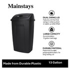 Kitchen Trash Can  13 Gallon Plastic Garbage Bin With Swing Top Lid  Black