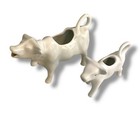 Set 2 Vintage White Ceramic Cow Creamers Cream Pitchers French Country Farmhouse