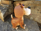 Vintage Style Rustic 11  Tall Bobble Spring Head Metal Brown Dog Yard Art Garden