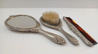 Vintage Art Nouveau Revival Vanity Set 3pc Silver Tone Mirror Brush Comb Decor