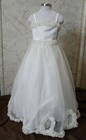 Girls  Lt Ivory Sleeveless Ball Gown Long Dress Layered Organza  Sz 4