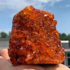 300g Rare Aura Orange Geode Phantom Cluster Mineral Specimen Titanium Decoration