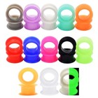 Pair Thick Silicone Ear Plugs Soft Tunnels Flesh Gauges Stretchers 2g-1 Inch