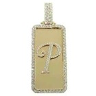 2ct Natural Moissanite Mens Any Initial P Letter Pendant 14k Yellow Gold Finish