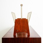 Mid Century Modern Magazine Rack Teak Vintage Danish Handle Denmark Brass Gold