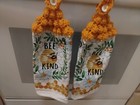 Bee Kind Hanging Kitchen Dish Towels Crochet Tops Towel Set Handmade Gold Honey