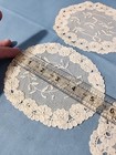 4 Antique Creamy Brussels Princess  Lace Doilies Lot 4 5  X 5 5  Oval