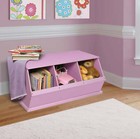 Badger Basket Children s Wood Three Bin Stackable Storage Cubby 5 2 Cu Ft -lilac