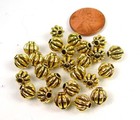 20 Antique Gold Pewter Lantern Melon Spacer 7mm Buddhist Beads
