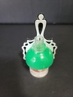 Vintage Christmas Plug In Wall Night Light Oil Lamp Lantern Red Base Green Shade